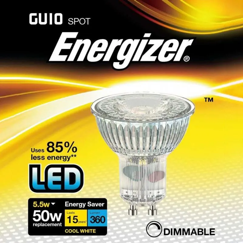 Energizer Dimmable Led Gu10 Cool White Spotlight Bulb