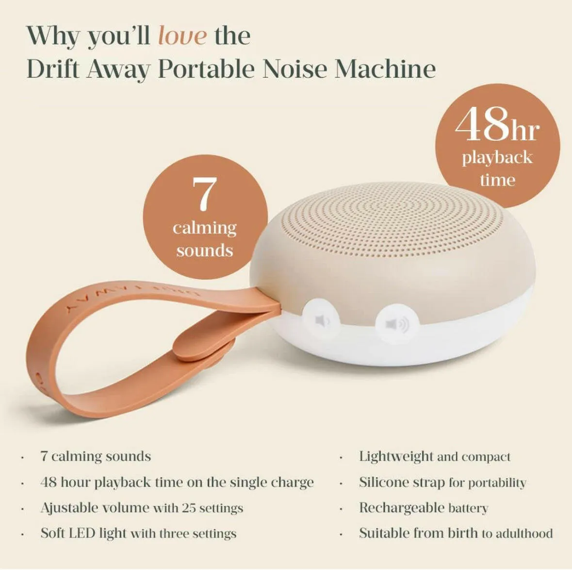 ergoPouch White Noise Machine Drift Away - Baby Adults Sleeping Sound Machine