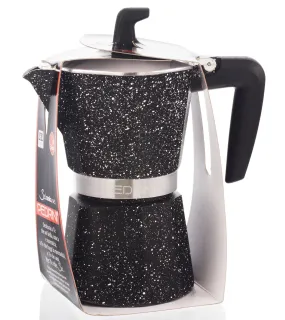 Espresso Coffee Maker Moka Pot: PEDRINI ITALY Sei Moka Polished Aluminium -Marble, available in 4 sizes