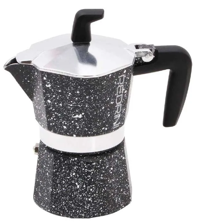 Espresso Coffee Maker Moka Pot: PEDRINI ITALY Sei Moka Polished Aluminium -Marble, available in 4 sizes