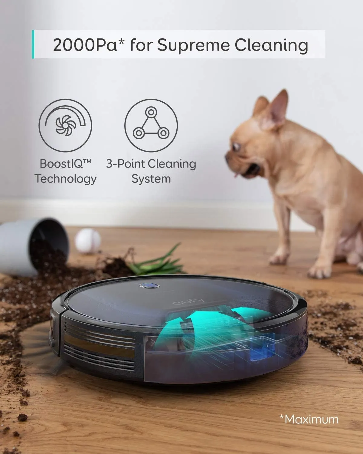 Eufy BoostIQ RoboVac 15C MAX Robot Vacuum Cleaner Wi-Fi Connected, Super Thin, Quiet, and Powerful