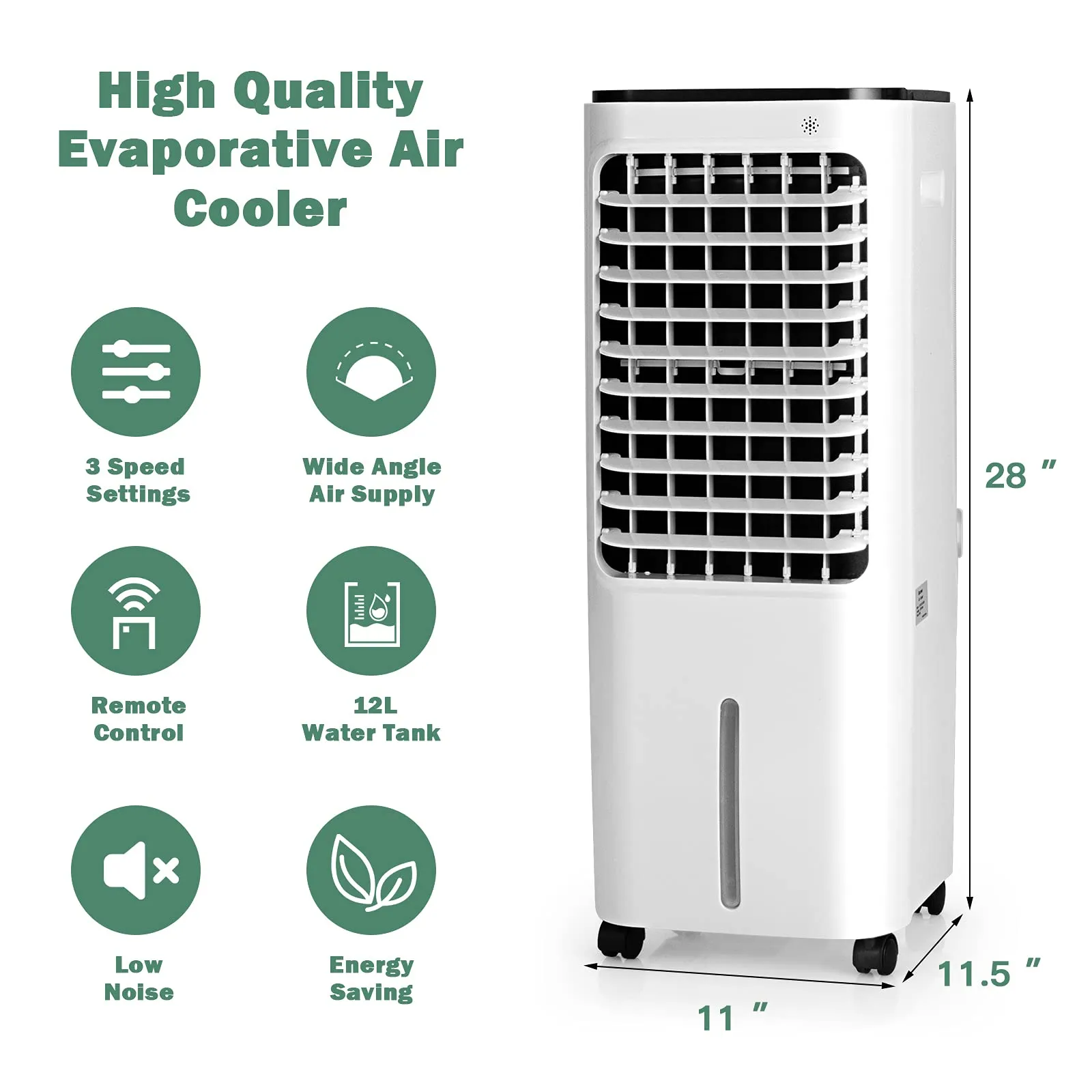 Evaporative Air Cooler, 4-In-1 Bladeless Swamp Cooler with Remote Control