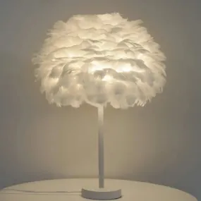 Feather Shade Resin Table Lamp: Artistic Tree Branch Design, Ideal for Living Room Nightstands, White