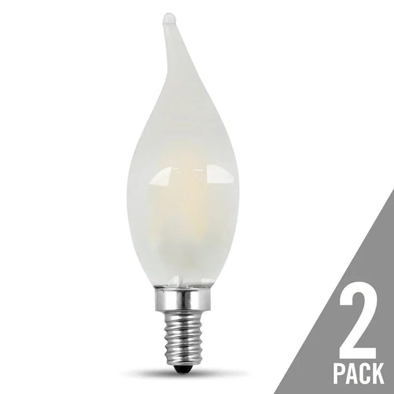 Feit CA10 (Flame Tip) E12 (Candelabra) LED Bulb Soft White 40 Watt Equivalence 2 pk