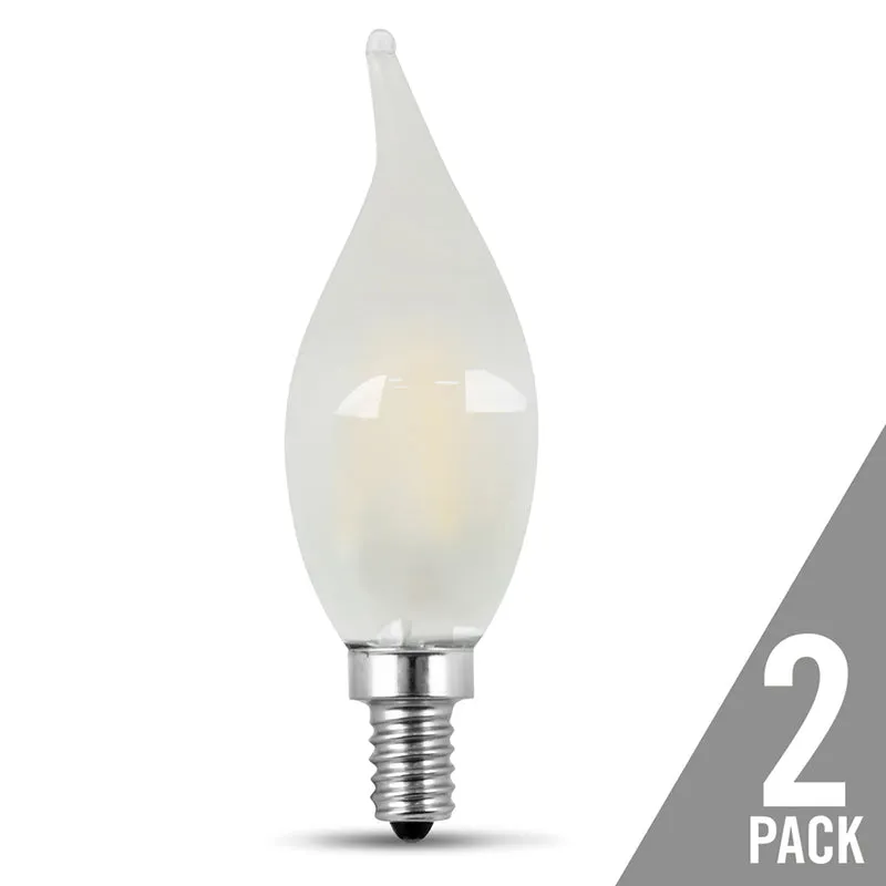 Feit CA10 (Flame Tip) E12 (Candelabra) LED Bulb Soft White 60 Watt Equivalence 2 pk