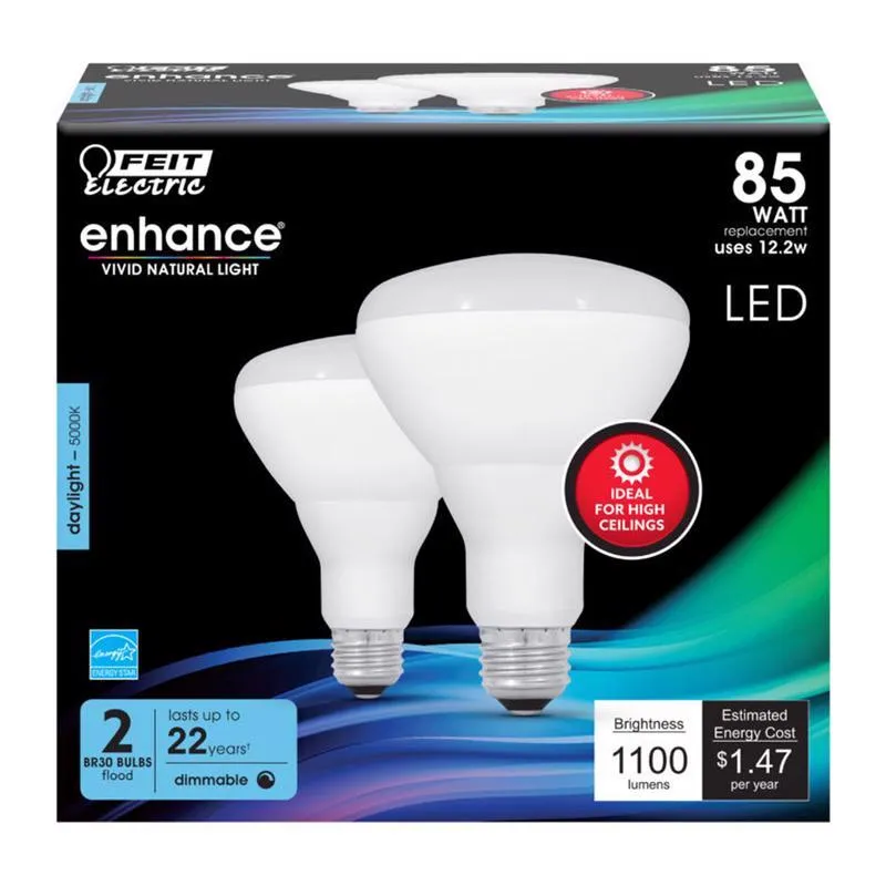 Feit Enhance BR30 E26 (Medium) LED Bulb Daylight 85 Watt Equivalence 2 pk