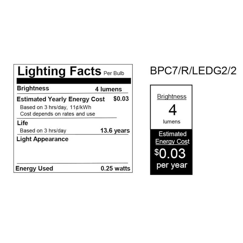 Feit LED Specialty C7 E12 (Candelabra) LED Bulb Red 0.25 Watt Equivalence 2 pk