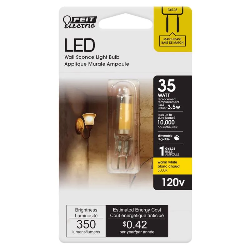 Feit LED Specialty T4 GY6.35 LED Bulb Warm White 35 Watt Equivalence 1 pk