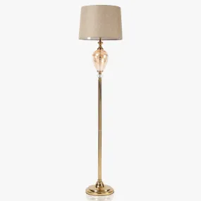 Flaxen Floor Lamp With Metallic Body