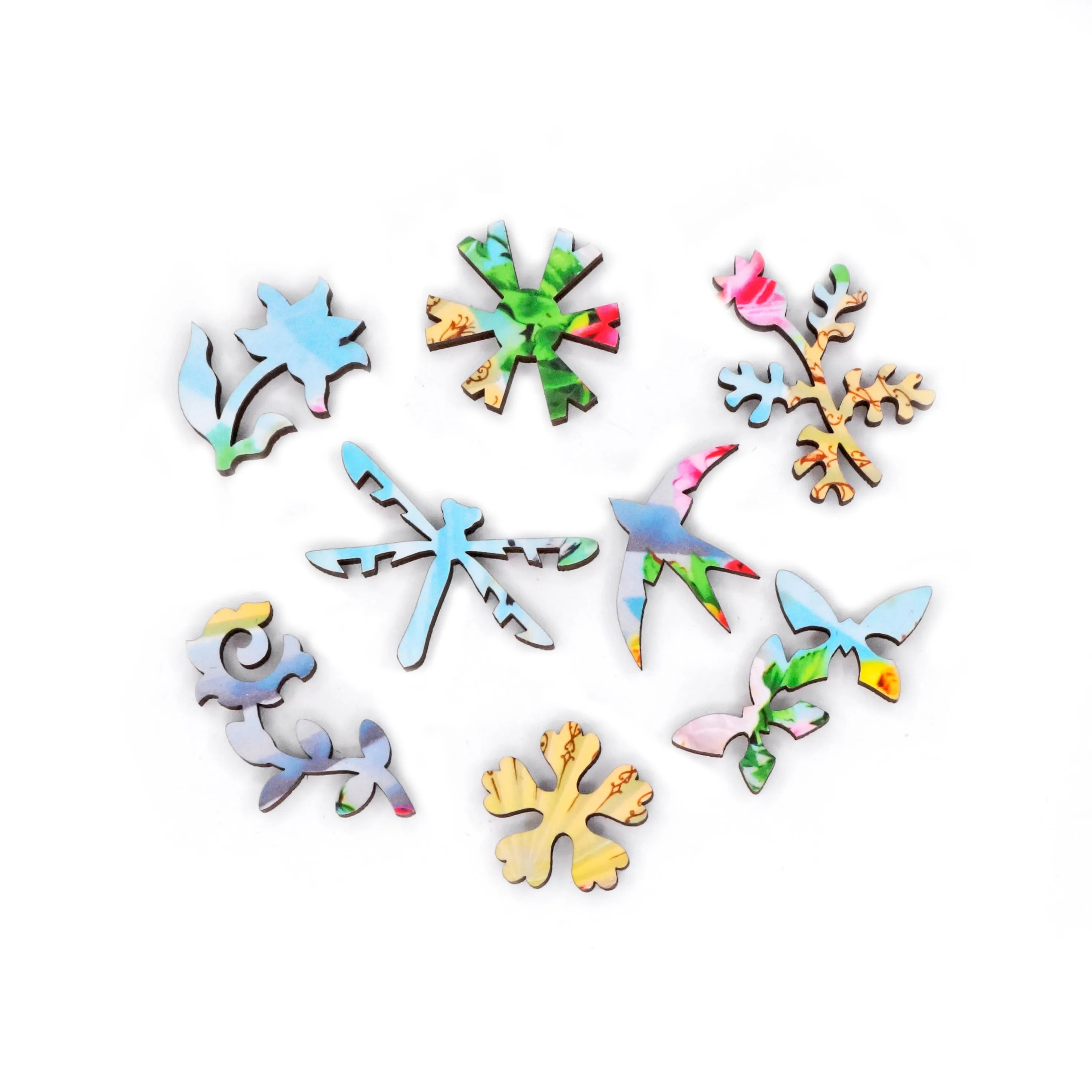 Floral Fan with Dragonflies - 54 Piece Mini Wooden Jigsaw Puzzle