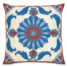 Folkloric Hand-Painted 100% Silk Pillow Cover 20x20