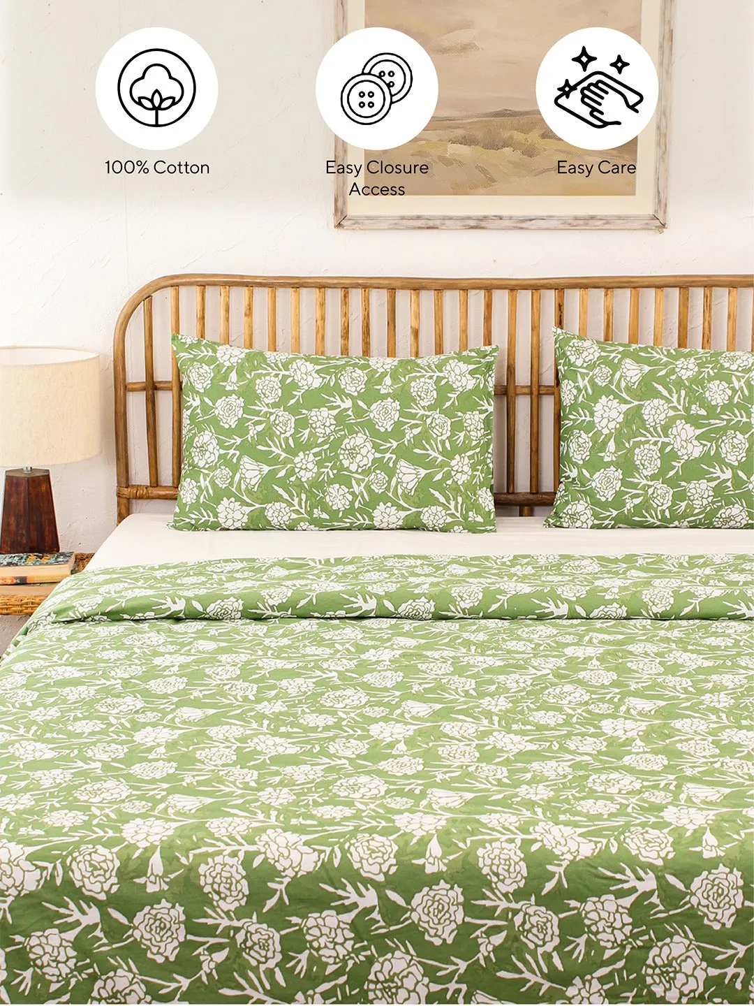 Genda Phool Double Duvet Cover (Green)