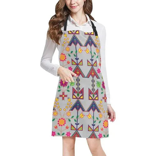 Geometric Floral Spring-Gray Apron