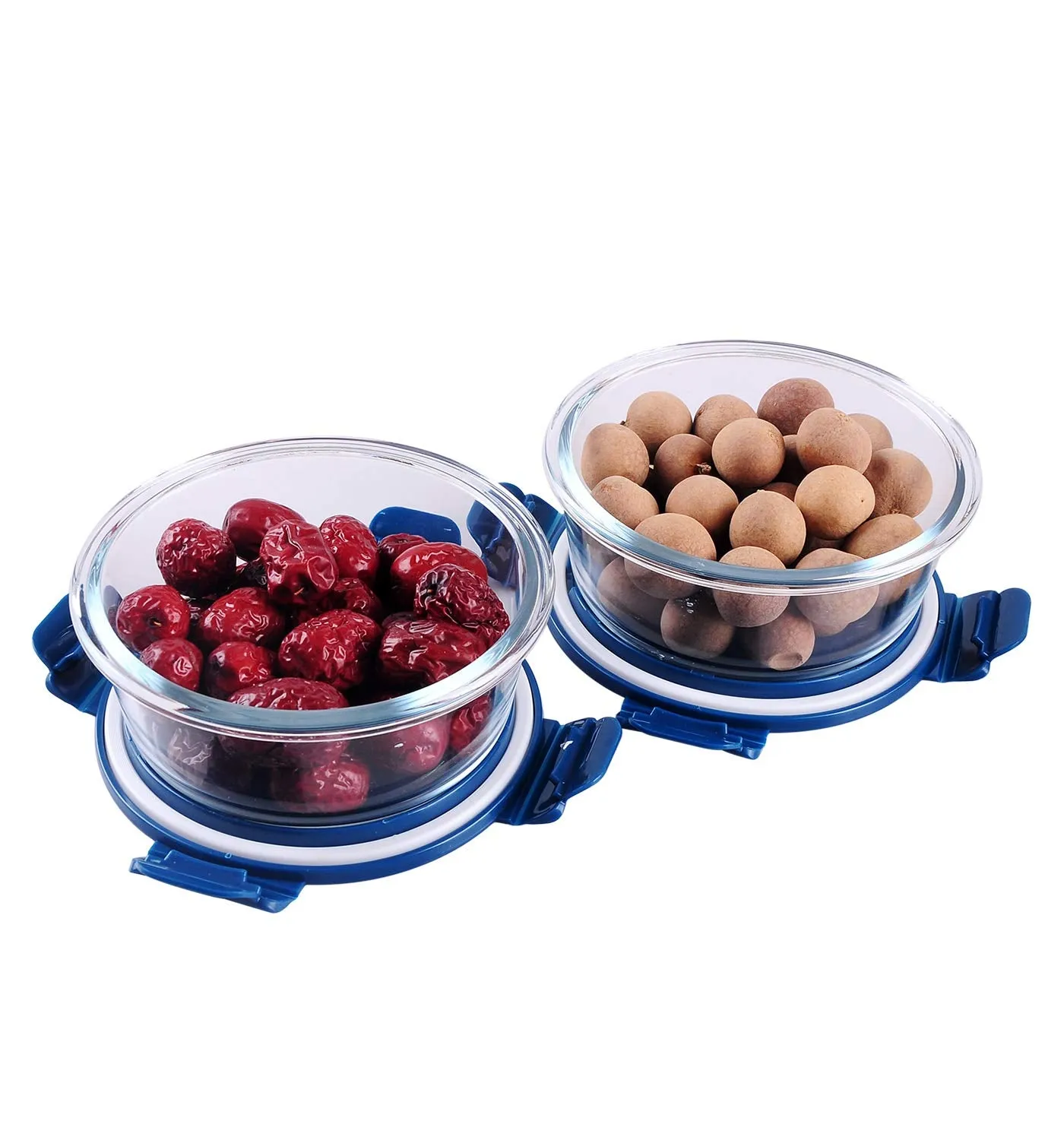 ginoya brothers -Glass Food Storage Containers with Lids, Round Glass Meal Prep Containers, Airtight Glass Lunch,BPA Free & Leak Proof [Pack-3]