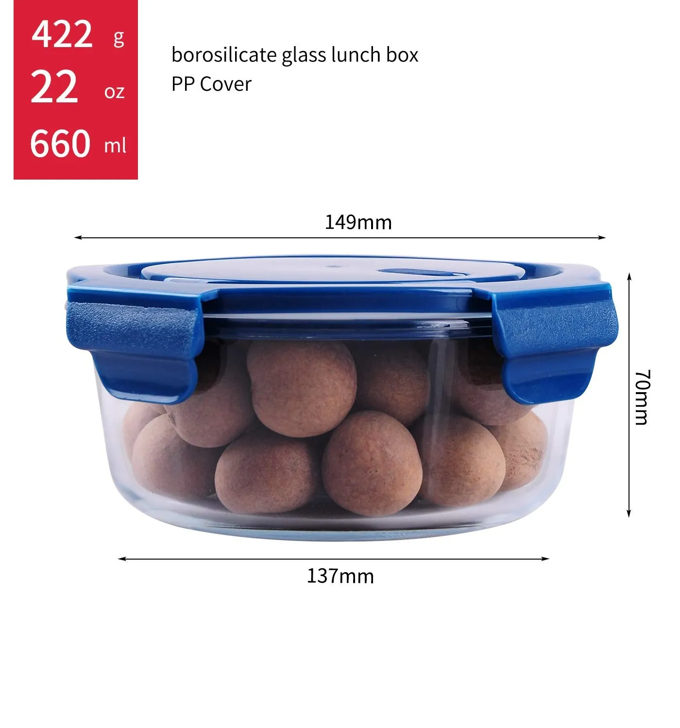 ginoya brothers -Glass Food Storage Containers with Lids, Round Glass Meal Prep Containers, Airtight Glass Lunch,BPA Free & Leak Proof [Pack-3]