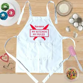 Girl Apron with Customised Name  - My Kitchen My Rules