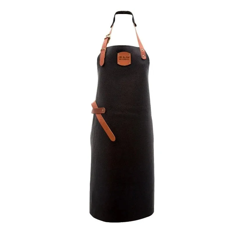 Global Black Leather Apron Brown Straps