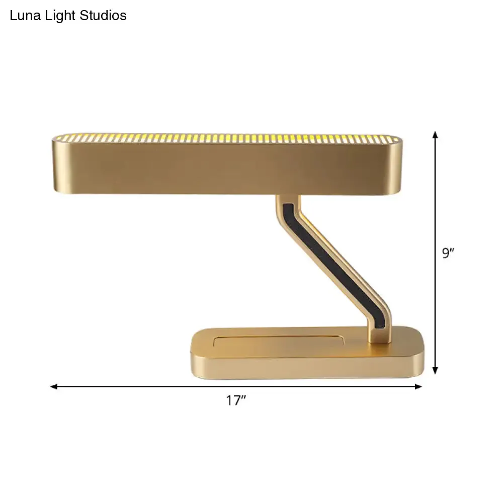 Gold Geometric LED Night Table Light for Study Room - Modern Metal Nightstand Lighting