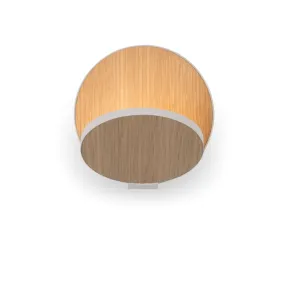 Gravy 5 in. LED Wall Light Plug In Matte White Body White Oak Plate