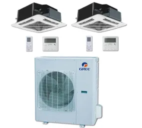 GREE Multi Gen2 Series 30,000 BTU 2-Zone Ceiling Cassette 18K 12K Ductless Mini-Split System