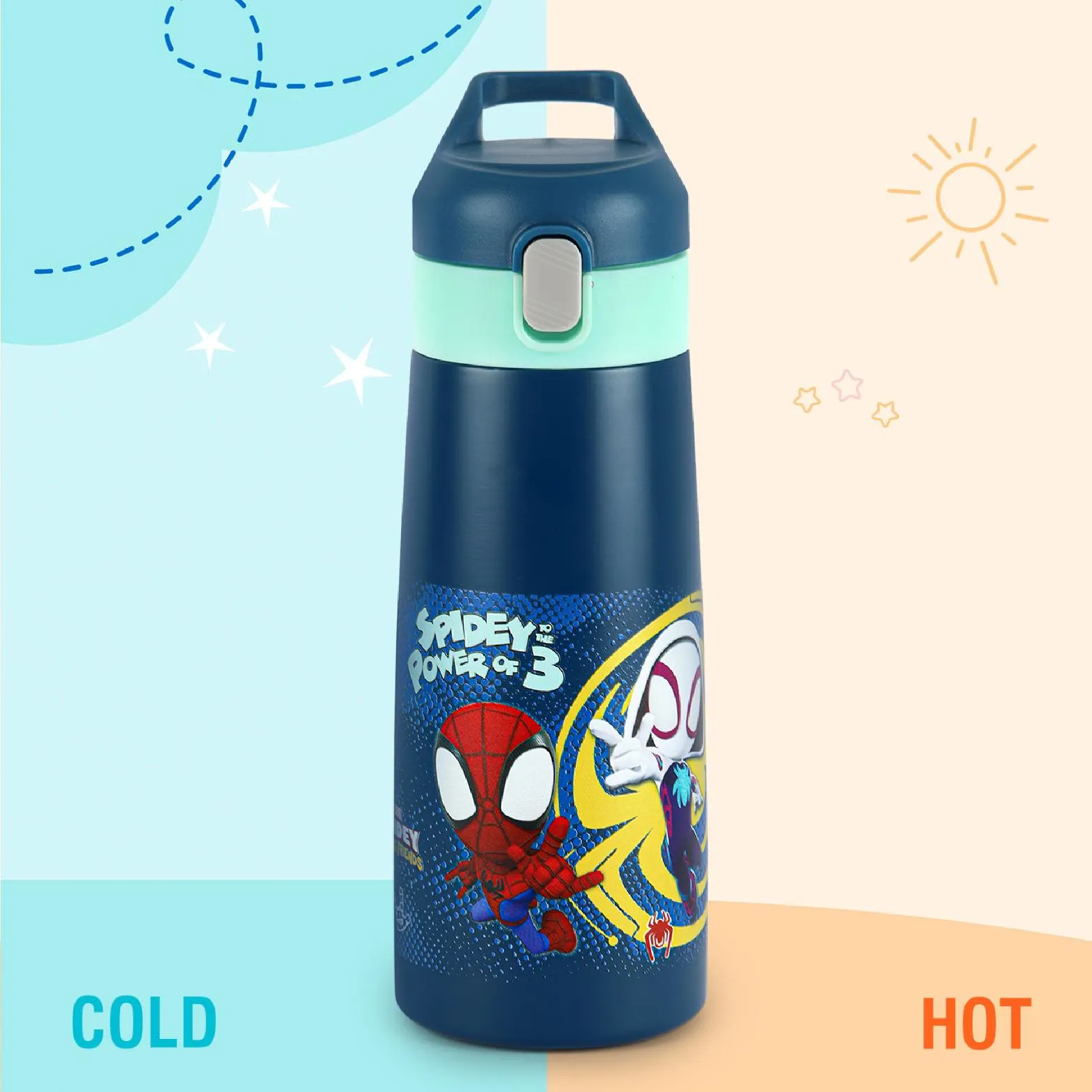 Gulp 3D Touch & Feel Designs Web Warriors, Sipper Thermosteel Flask, 490 ml