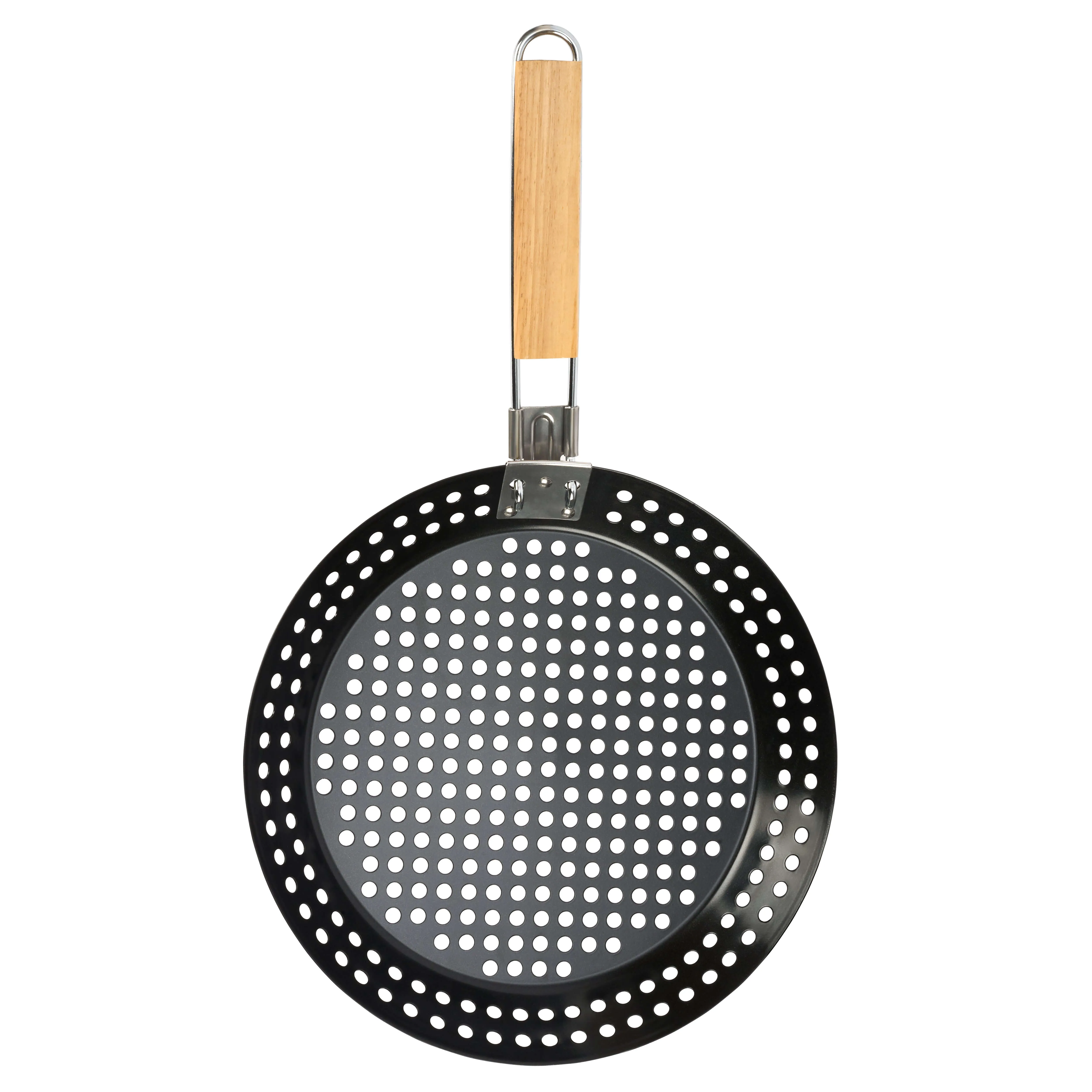 Gusta Grillin & Chillin Metal BBQ Vegetable Wok Pan - 30.5cm