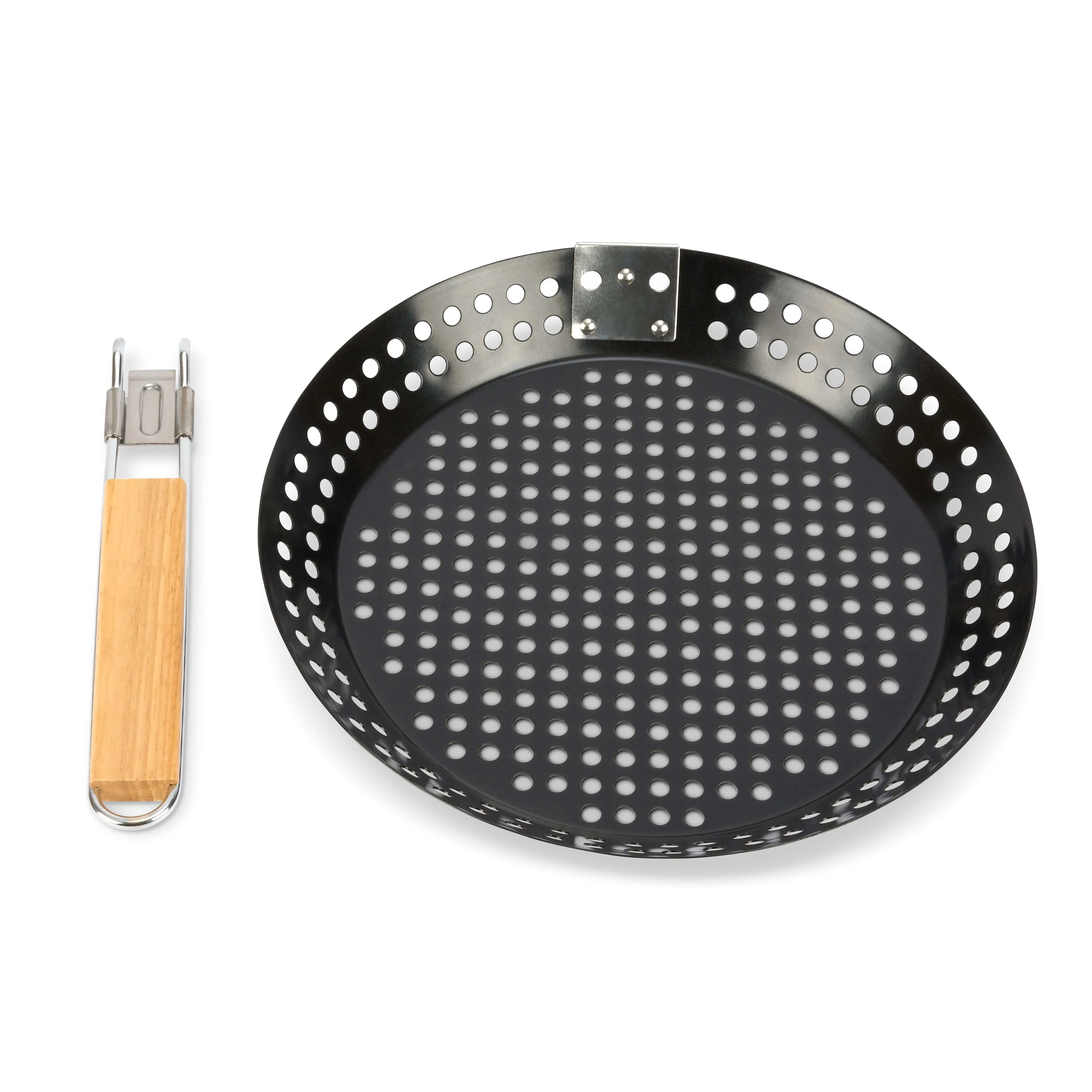 Gusta Grillin & Chillin Metal BBQ Vegetable Wok Pan - 30.5cm