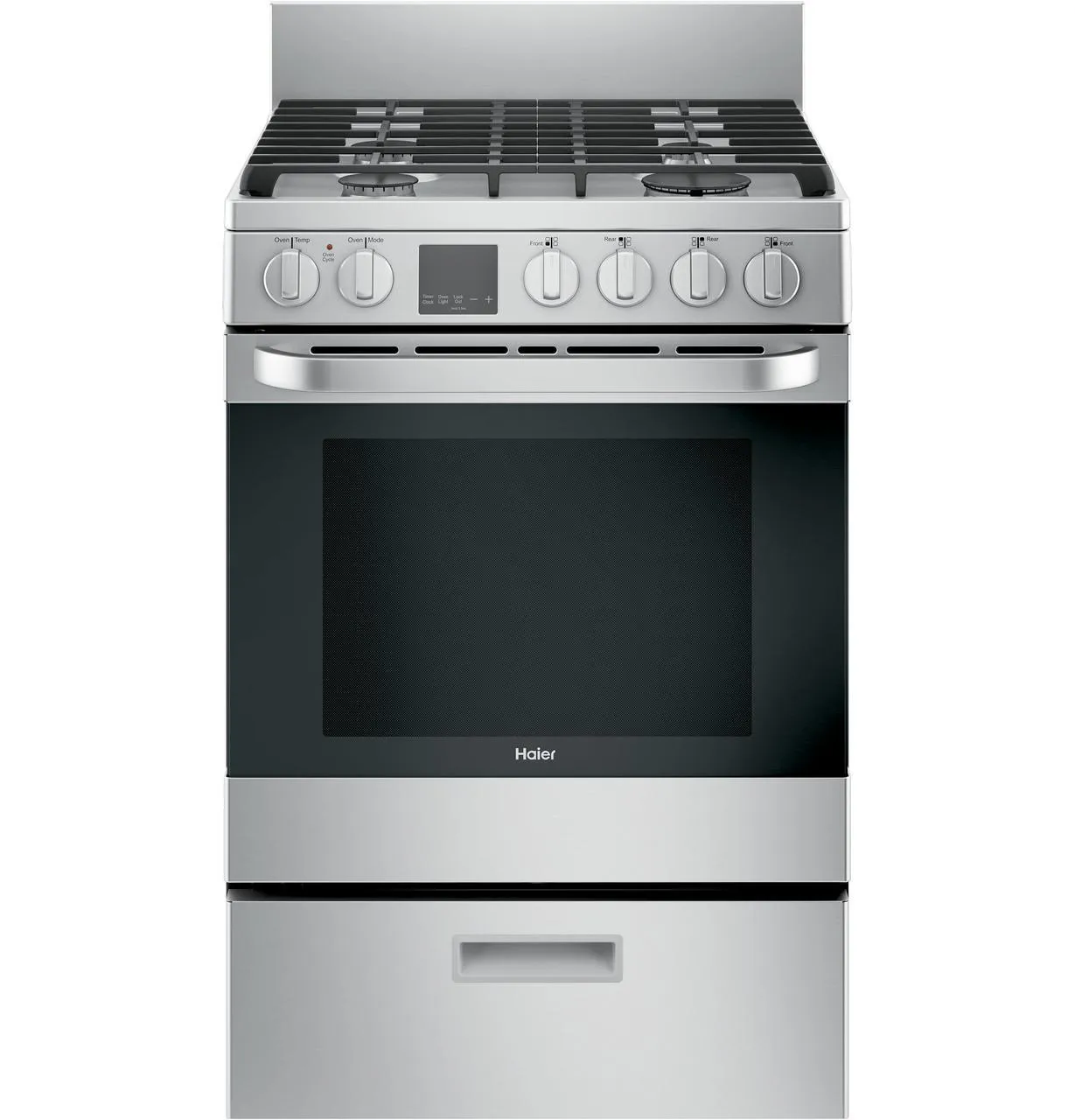 Haier QGAS740RMSS 24" 2.9 Cu. Ft. Gas Free-Standing Range with Convection and Modular Backguard