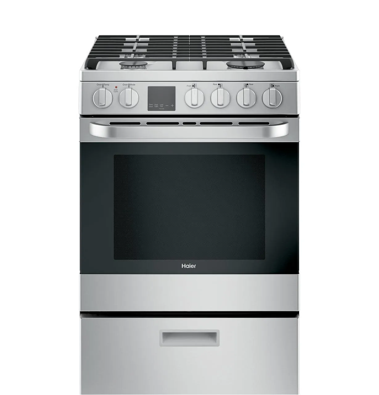 Haier QGAS740RMSS 24" 2.9 Cu. Ft. Gas Free-Standing Range with Convection and Modular Backguard