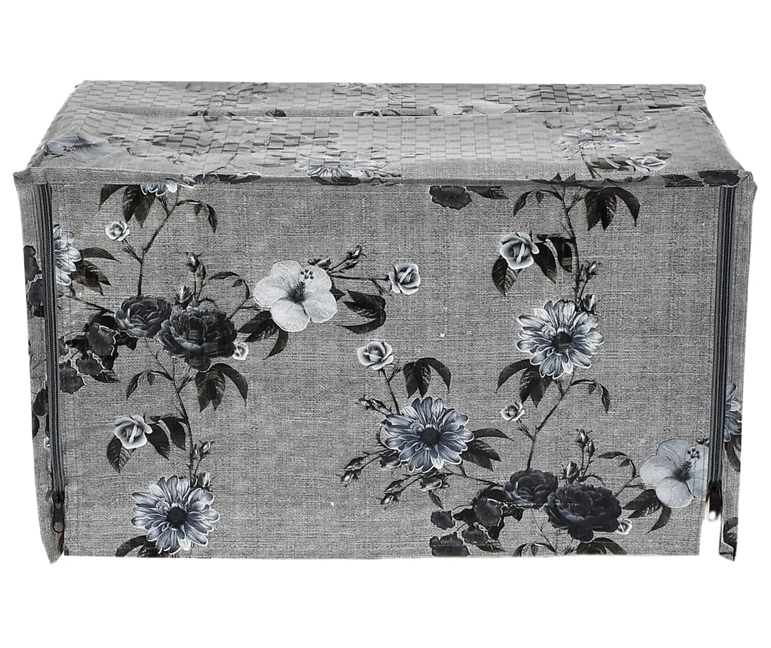 Heart Home PVC Flower Printed Microwave Oven Cover,23 LTR. (Grey)-50HH01260