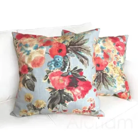 HGTV Garden Odyssey Abstract Floral Pillow Cover, Fog Gray Red Teal Beige Pink