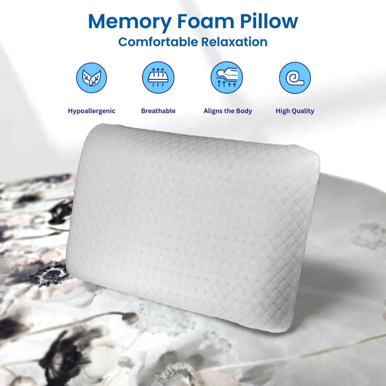 High Quality Classic King Memory Foam Pillow 40x70x12CM - White