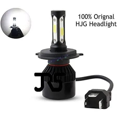 HJG M4 4 Side H4 LED Headlight Bulb with Cooling Fan Head lamp Conversion Kit for Bike Car SUV and Motorcycles (55W, White)