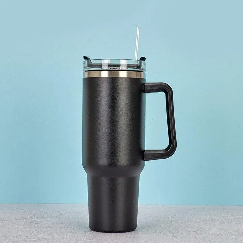 HydraMate 40oz Vacuum Tumbler with Straw - Black