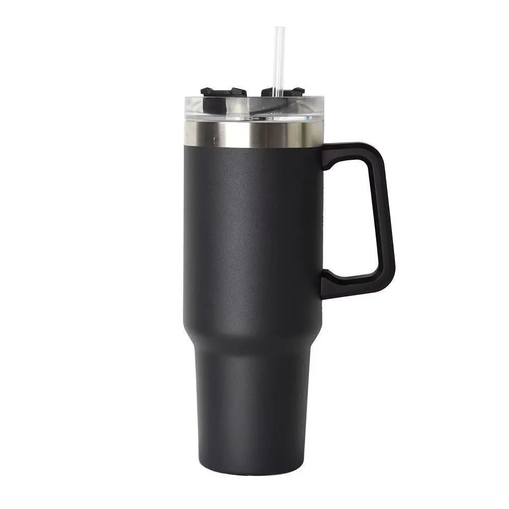 HydraMate 40oz Vacuum Tumbler with Straw - Black