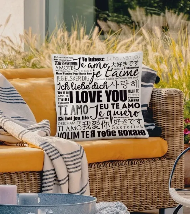 I LOVE YOU Slogan Graphic Cushion Cover Without Filler