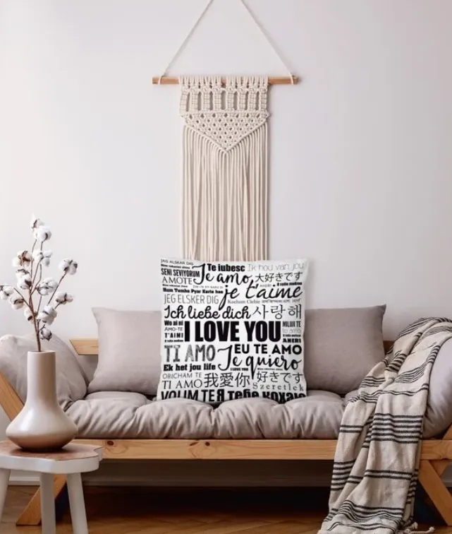 I LOVE YOU Slogan Graphic Cushion Cover Without Filler