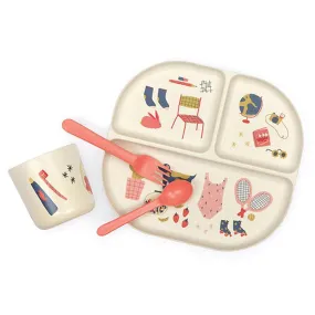 Illustrated Bamboo Kid Dinner Set