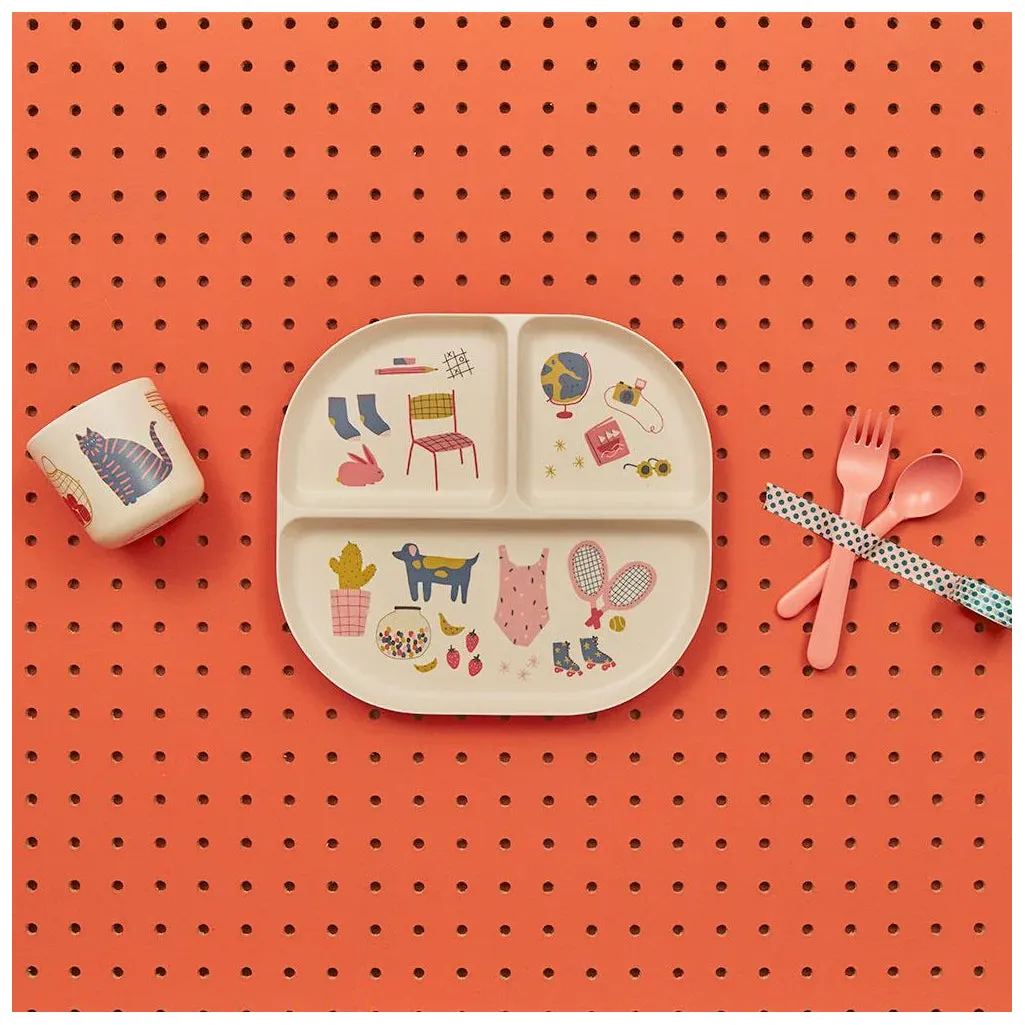 Illustrated Bamboo Kid Dinner Set