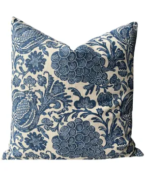 Indigo Blue and Beige Batik Pillow Cover