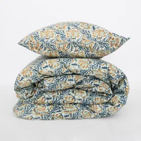 Indigo Dyed Kalamkari  Duvet Cover - Paisley