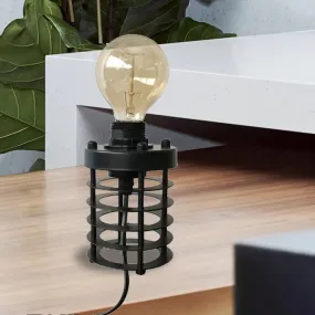 Industrial Stylish Cylinder/Barrel Metal Table Lamp in Black for Coffee Shop Decor