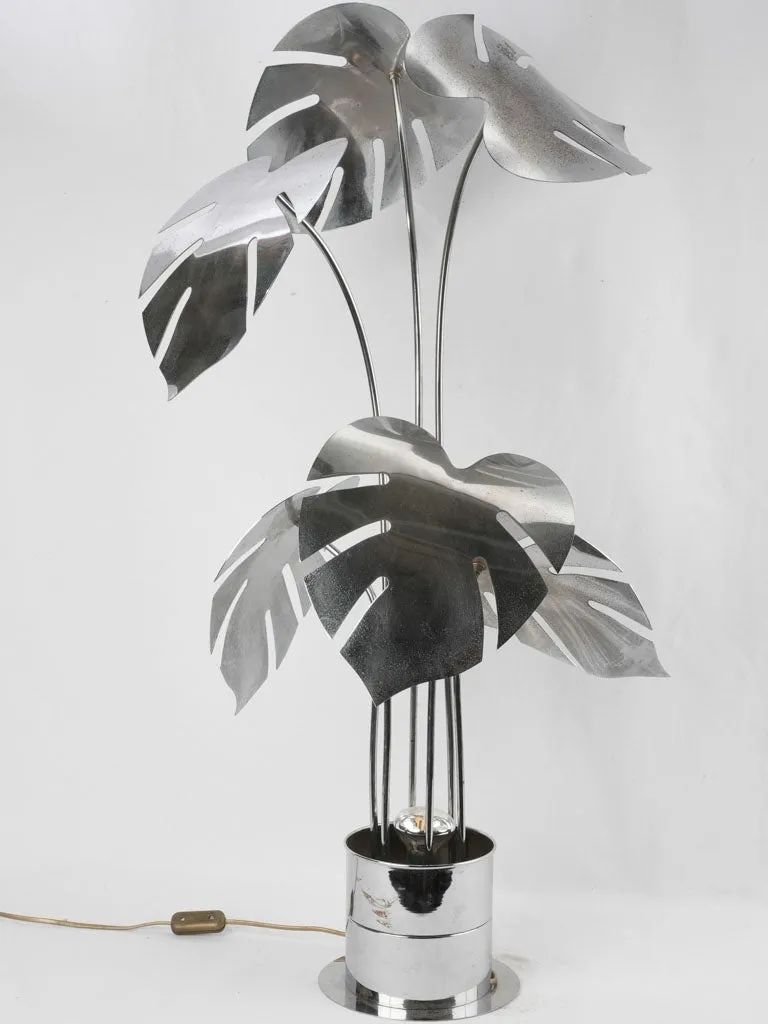 Italian Monstera plant lamp 1970s chrome - 39½"