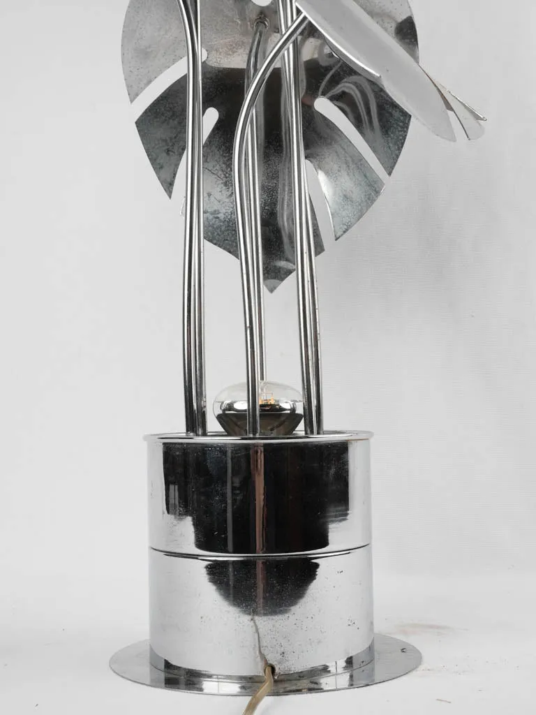 Italian Monstera plant lamp 1970s chrome - 39½"