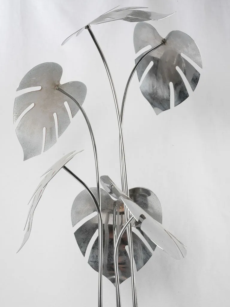 Italian Monstera plant lamp 1970s chrome - 39½"