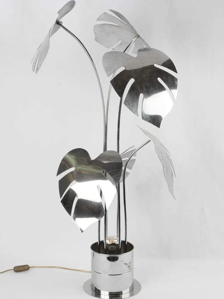 Italian Monstera plant lamp 1970s chrome - 39½"