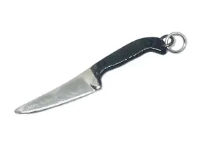 Jumbo Chef Knife Charm with Black Handle in Sterling Silver