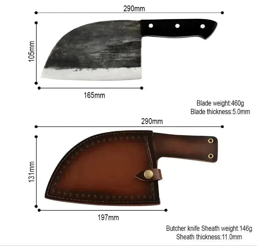 Kitchen Butcher Chef's Knife Kitchen Chopping Knife and Scabbard