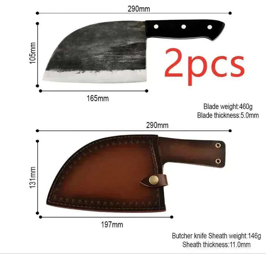 Kitchen Butcher Chef's Knife Kitchen Chopping Knife and Scabbard