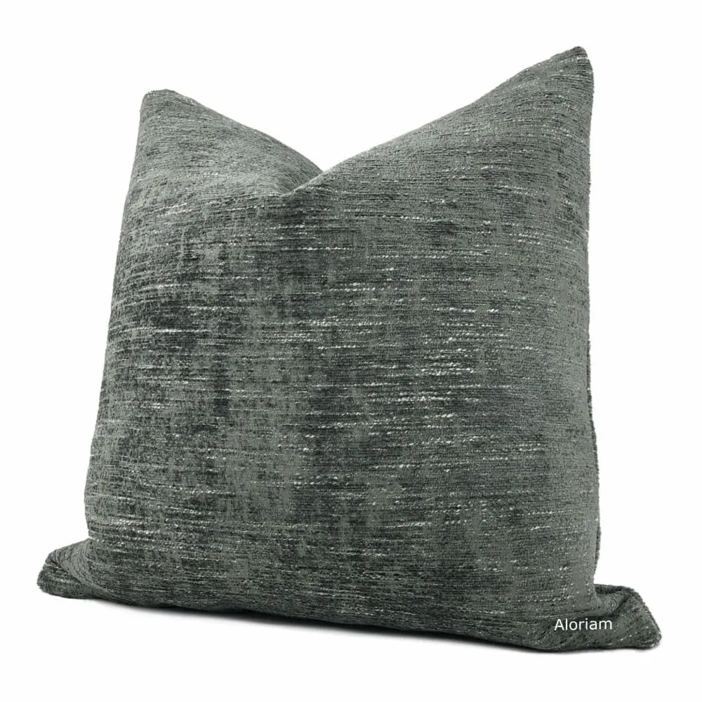 Knox Thunder Gray Slub Textured Chenille Pillow Cover